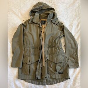 Water resistant Abercrombie cargo green jacket